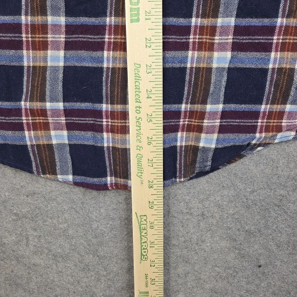 Sears Shirt Mens LT Tall Blue Plaid Flannel Button Front Long Sleeve Casual Wool